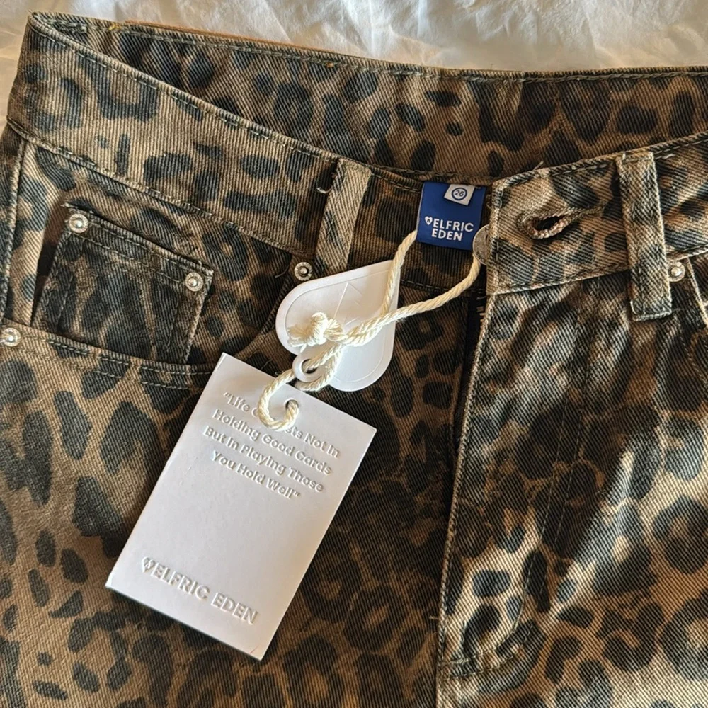 Aelfric Eden Brown Leopard Print Flare Jeans - Picture 3 of 8